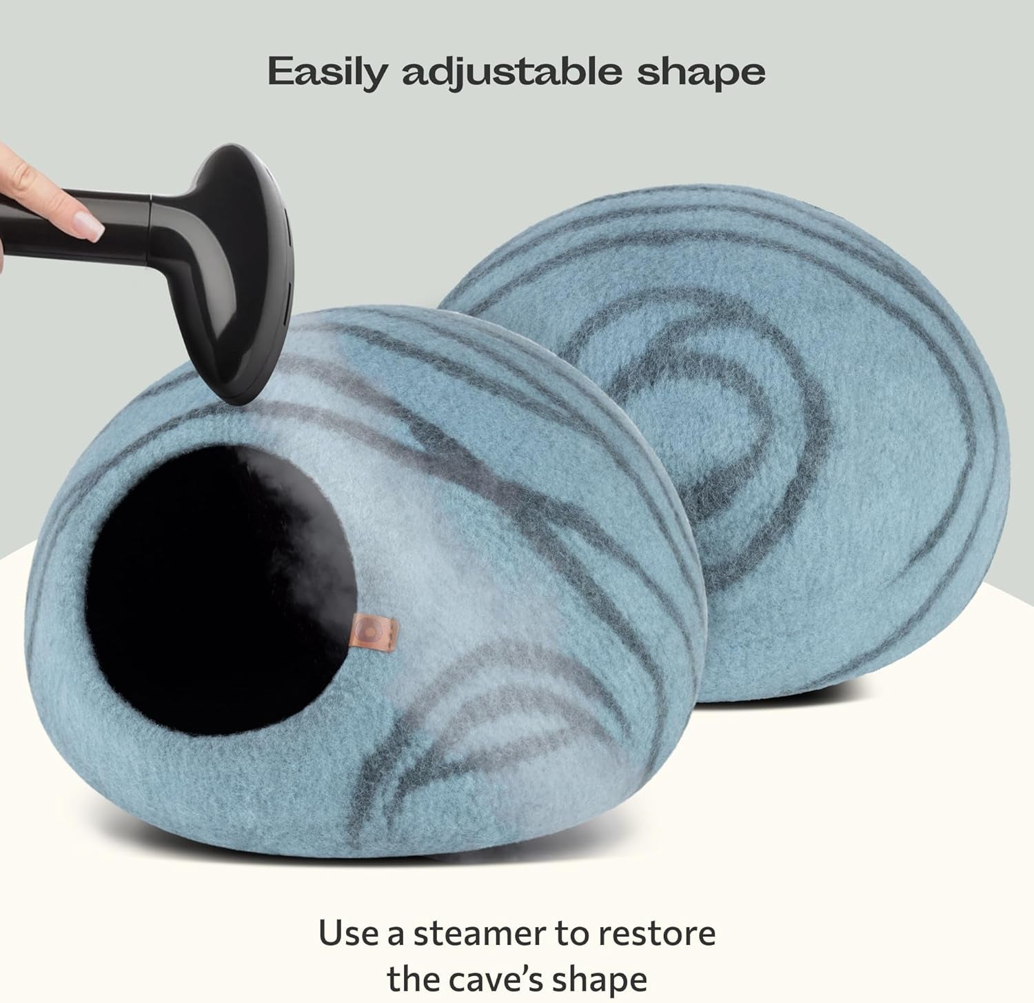 Cat Cave – Premium Felt Cat Bed for Indoor Cats, Handmade 100% Merino Wool (Light Shades)