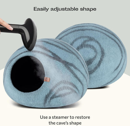 Cat Cave – Premium Felt Cat Bed for Indoor Cats, Handmade 100% Merino Wool (Light Shades)
