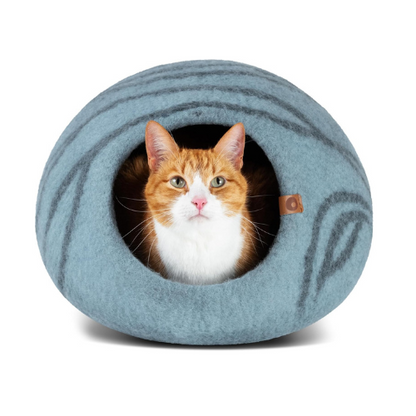 Cat Cave – Premium Felt Cat Bed for Indoor Cats, Handmade 100% Merino Wool (Light Shades)