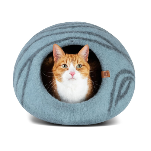 Cat Cave – Premium Felt Cat Bed for Indoor Cats, Handmade 100% Merino Wool (Light Shades)