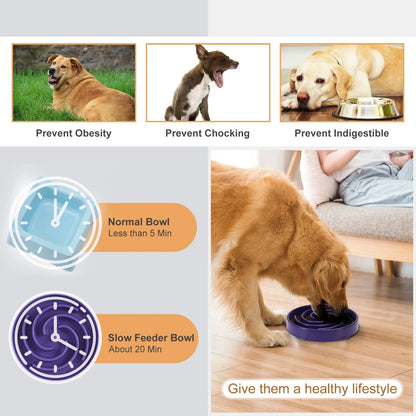 Slow Feeder Dog Bowl, Pet Food Feeding Bowl, Preventing Choking Bloat Dogs Bowl for Small Medium Large Dogs