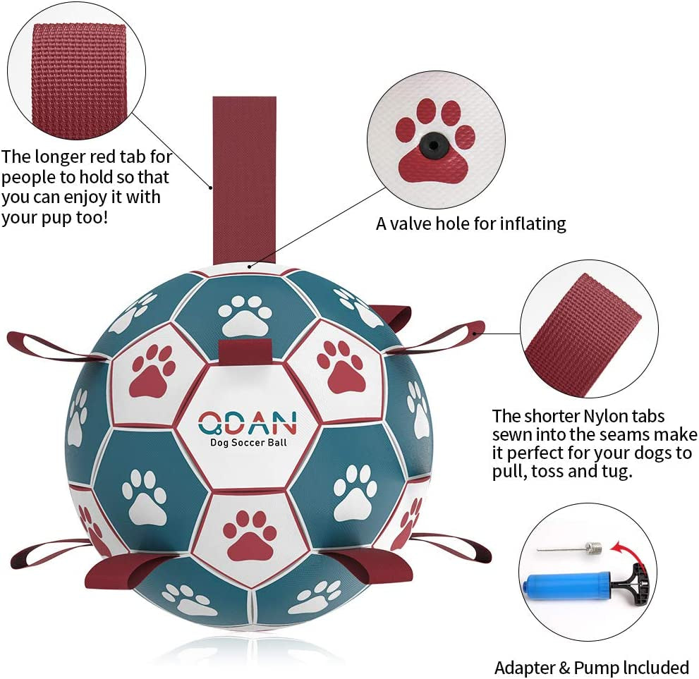 Premium Dog Balls Toys, Pet Training Soccer Ball with Straps, Puppy Birthday Gifts, Dog Water Toy, Durable Herding Balls for Small Medium Dogs, Pet Toys Puppy Ball (6 Inch)