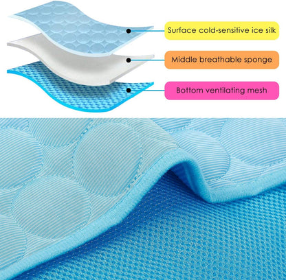 Dog Cooling Mat, Pet Dog Self Cool Pad, Ice Silk Washable Summer Cooled Mat for Dogs Cats, Kennels, Crates and Beds