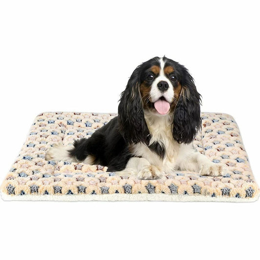 Dog Crate Pad - Ultra Soft Pet Bed with Cute Star Print, Washable Mat for Large Medium Small Dogs, Reversible Fleece Kennel Liner, Cat Bed 23 X 18 Inch Brown